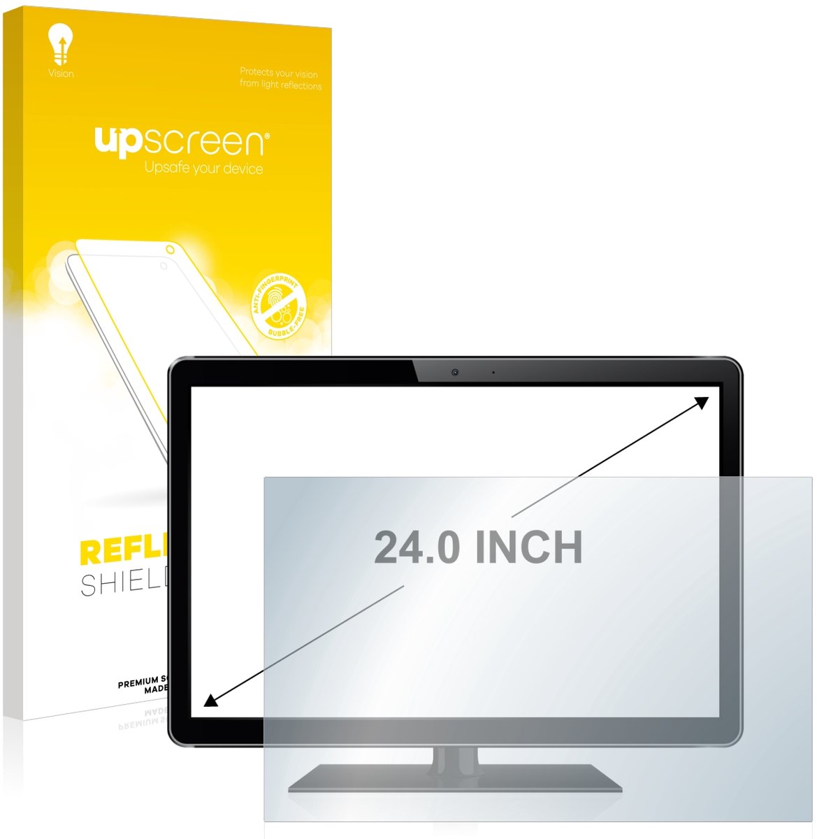 upscreen - Screenprotector voor Flatscreens met 24 inch-scherm [519 mm x 325 mm, 16:10] - Folie Beschermfolie anti glare matte