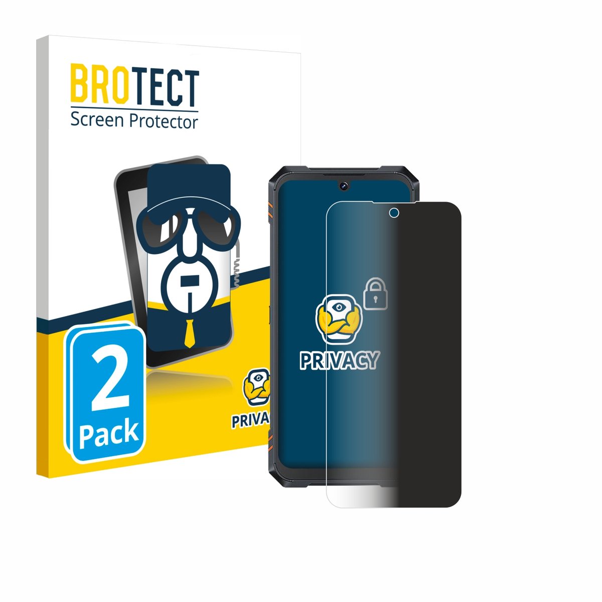 BROTECT - privacy screenprotector voor Cubot King Kong Star 2 - Folie Beschermfolie Blauwlichtfilter 2 Stuks