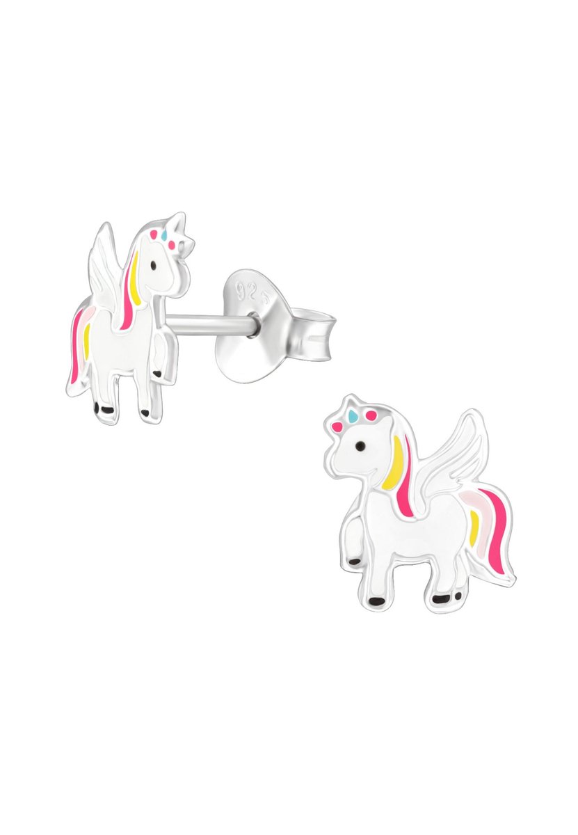 Kinder-Oorbellen Einhorn aus Sterling Silber mit Epoxidharz