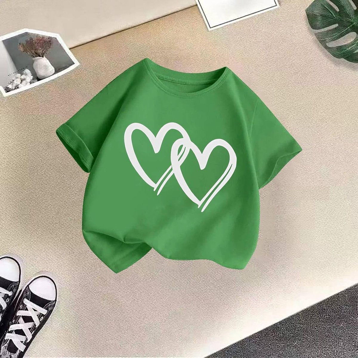 T-shirt met hartjesprint voor meisjes 3-12 jaar