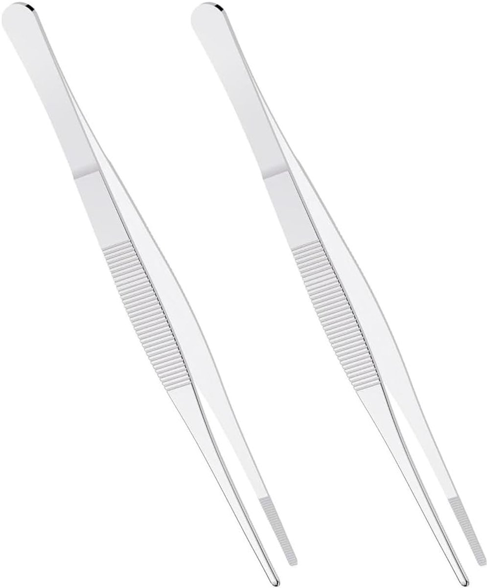 2 sets roestvrijstalen tangen, 14 cm tangen, antislip chirurgische tang met rechte en gekartelde punt