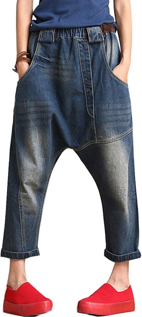 Dames Elastische taille Breed been Harembroek Hole Jeans