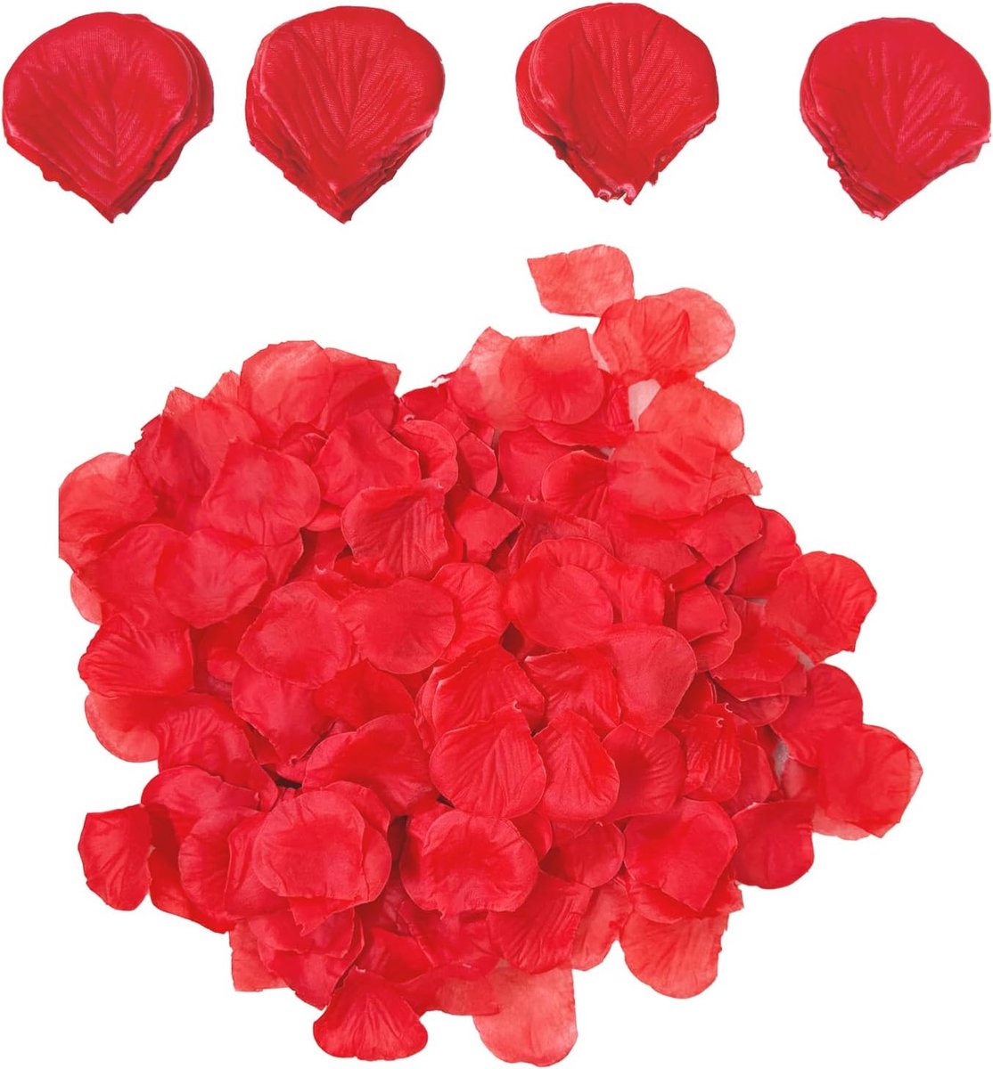 2000 stuks rode kunstmatige rozenblaadjes, kunstbloemconfetti, kunstmatige rozenbloemen, smaakloze emulatie rozenblaadjes, voor Valentijnsdag, bruiloft, verjaardag, verjaardag (2000)