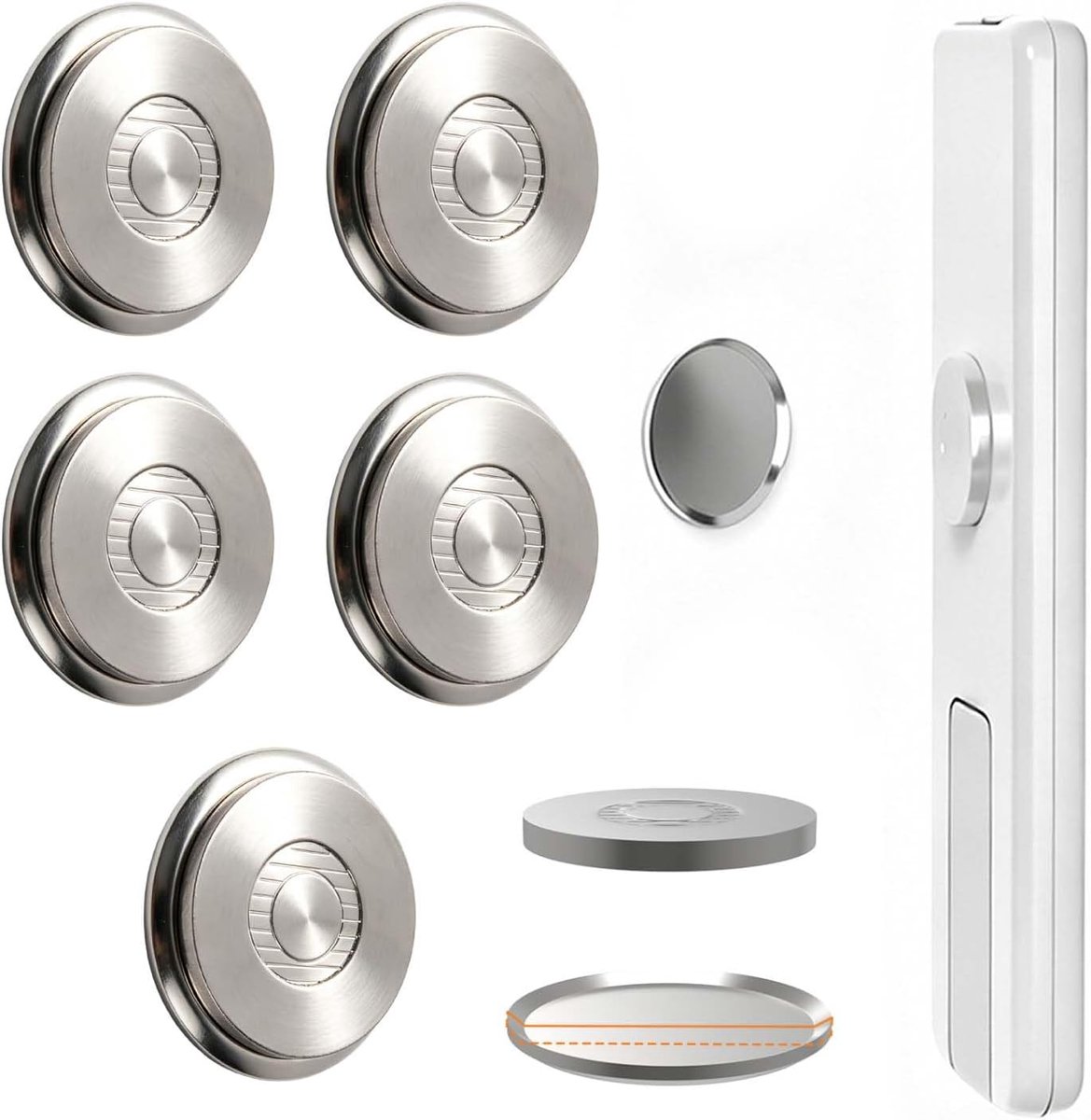 Set van 5 magnetische afstandsbedieningshouders, magneten, stickers voor afstandsbedieningen, router en stopcontacten, opslag om op te hangen voor thuis en op kantoor, zonder boren, snelle