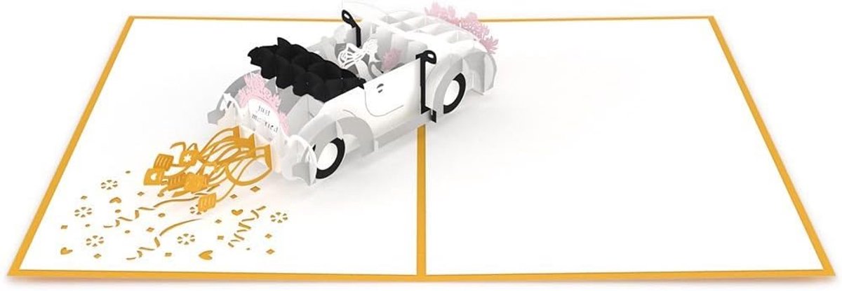 3D Pop Up Wenskaart - Bruiloft Auto