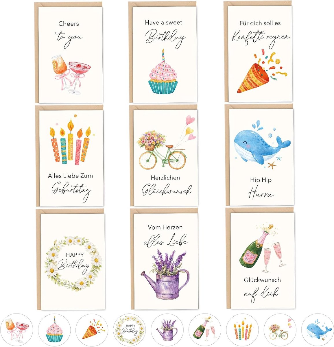 Wenskaarten met enveloppen stickers