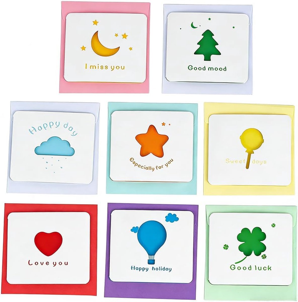 8 Pezzi Biglietto Auguri Compleanno Set Biglietti Auguri Carini Biglietti Compleanno Pieghevoli Biglietti Auguri Biglietti Condoglianze Carta 8,5X9,8Cm Per Auguri Compleanno, Regali Coppie