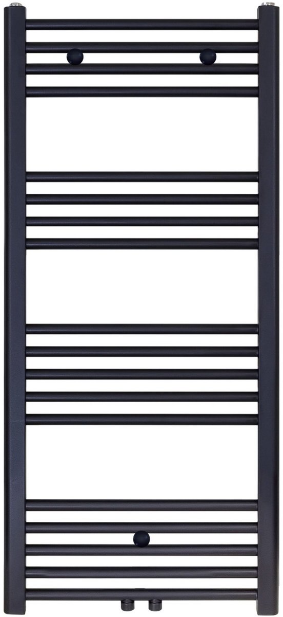 BELRAD Badkamer Radiator 1200x500mm Zwart Mat Geborsteld – Middenaansluiting – 537W