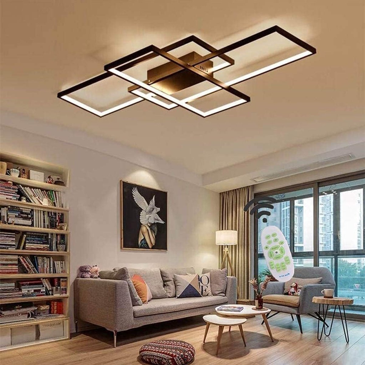 Dimbare Rechthoek Plafondlamp Woonkamer Lamp met Afstandsbediening Moderne Minimalistische Plafondlicht Creatieve Metalen Acryl Design Verlichting Slaapkamer Decor Lamp