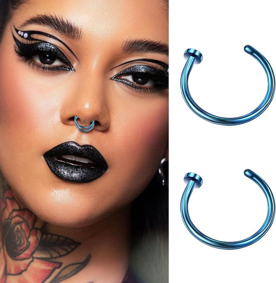 6 stuks neppiercing, neuspiercing, neppiercing, fake neusring, lippiercing, geen naald, voor oorlip, voor dames en heren — afbeelding 5