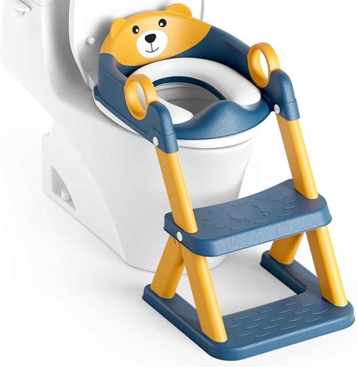 2-in-1 Kinder Toiletverkleiner met Opstapje – Verstelbare Toiletbril voor Peuters, Antislip, Opvouwbaar, met Zacht Zitkussen – Voor Jongens en Meisjes