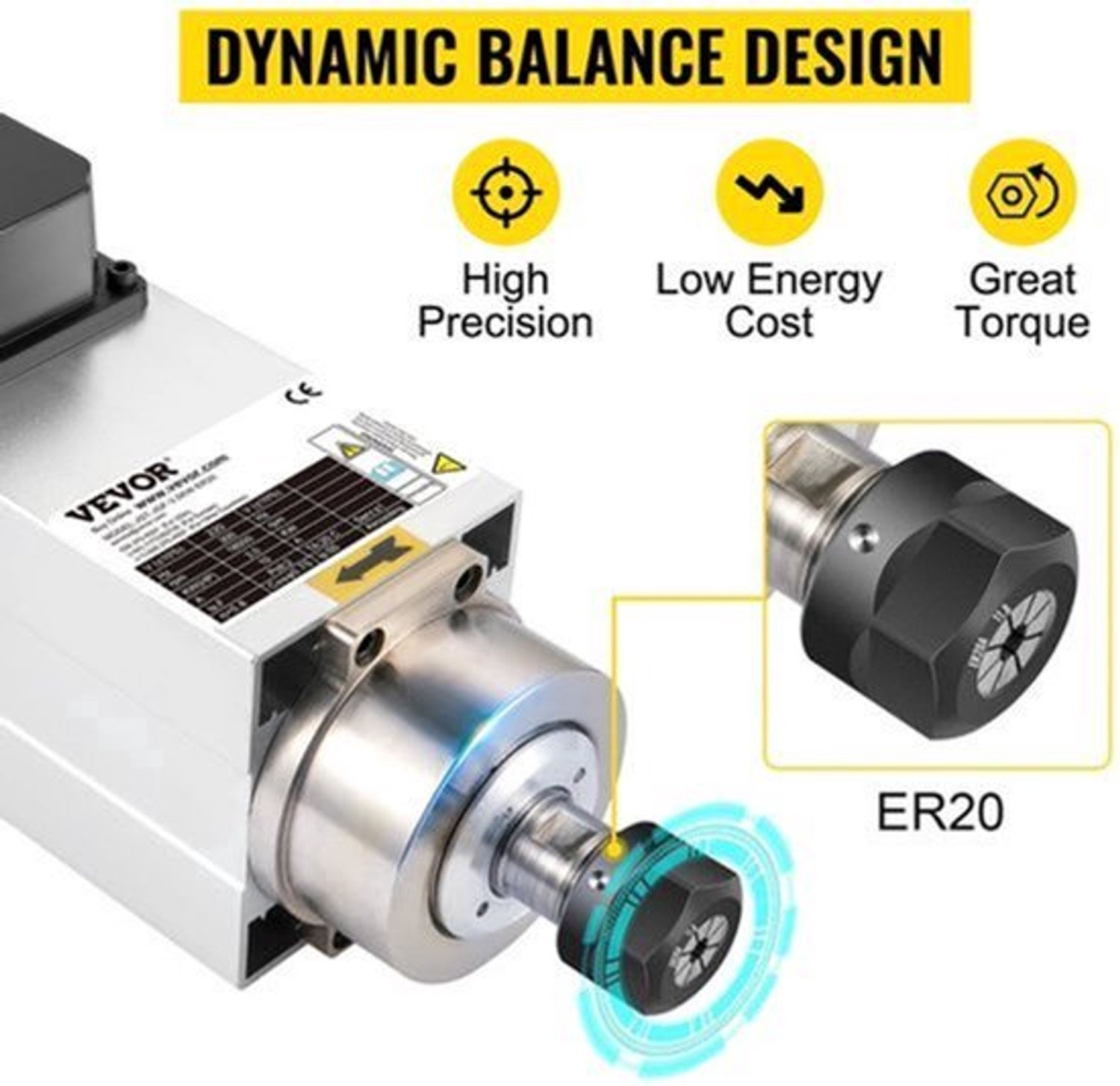 Motor - Spindelmotor - Elektromotor - Luchtgekoelde Spindelmotor - 0.8KW ER11 Rond - voor CNC-Freesmachine Graveermachine Gebruik