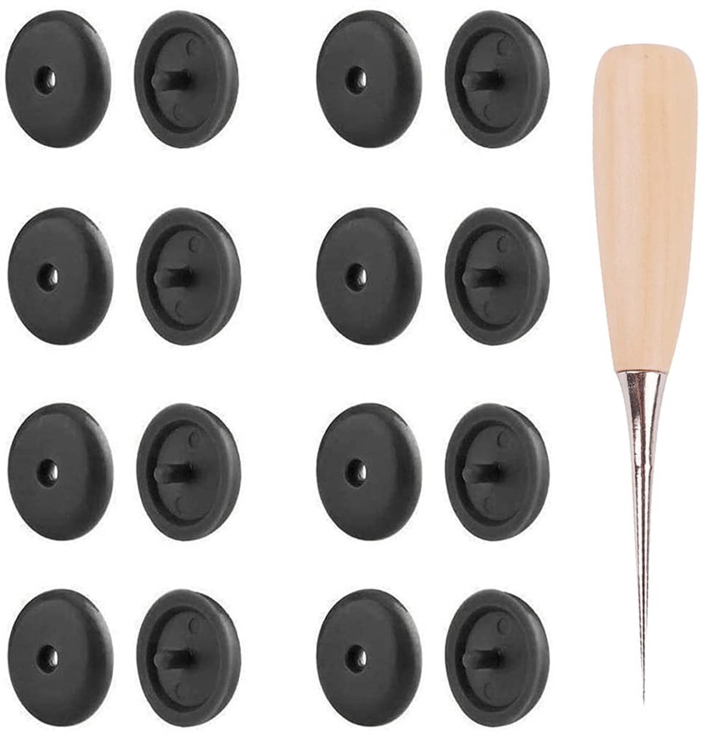 Buttbutton 15 Sets - Antislip Gesp - Riem Gesp - Houten Handvat - Limietfunctie - Diameter 1,5 cm - Riemgesp