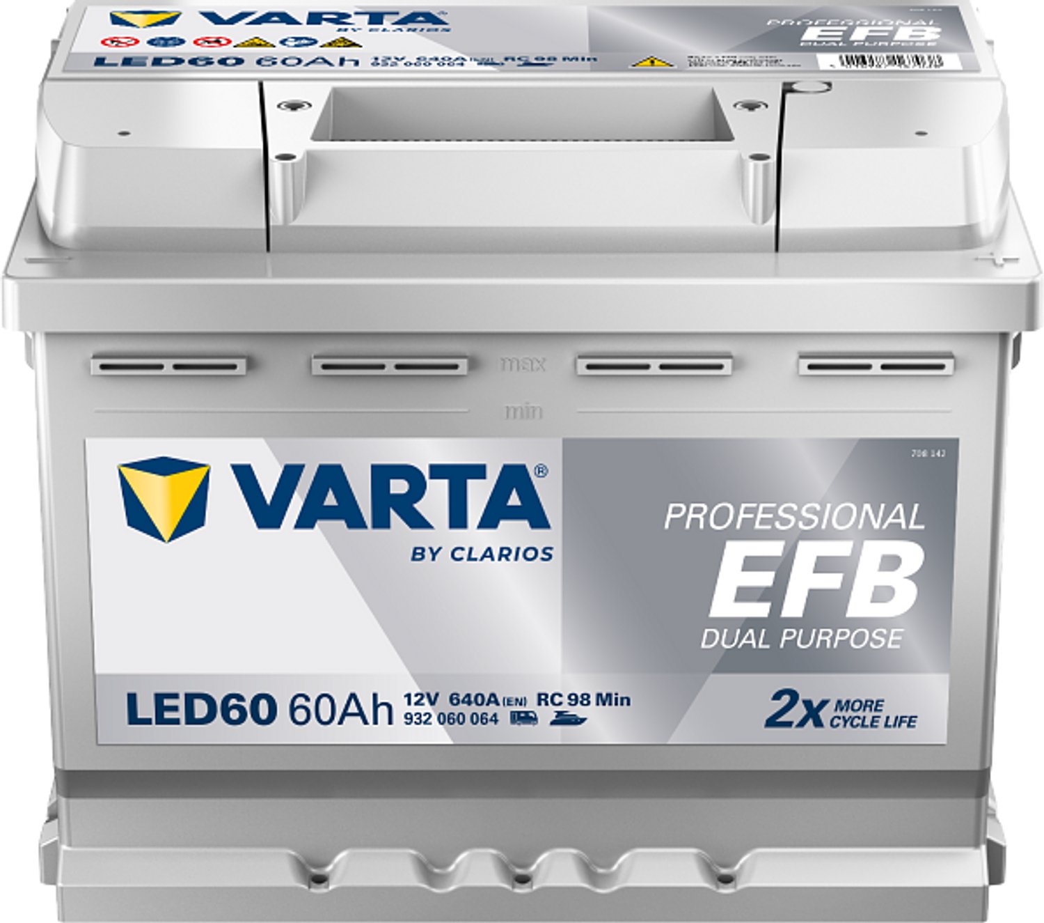 Varta LED60 - Accu - 60Ah - 12V - 640A(EN) - Grijs