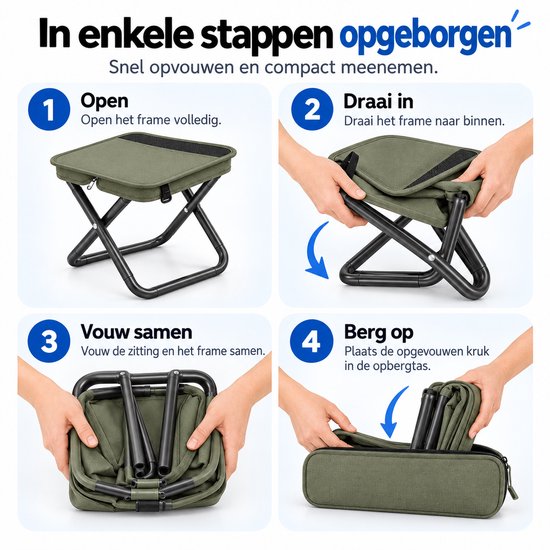 Heuts Goods - Mini Campingstoel - Vouwstoel - Campingstoel Opvouwbaar - Strandstoel - Kampeerstoel - Makkelijk Draagbaar - Inklapbaar - Lichtgewicht - Groen — afbeelding 2