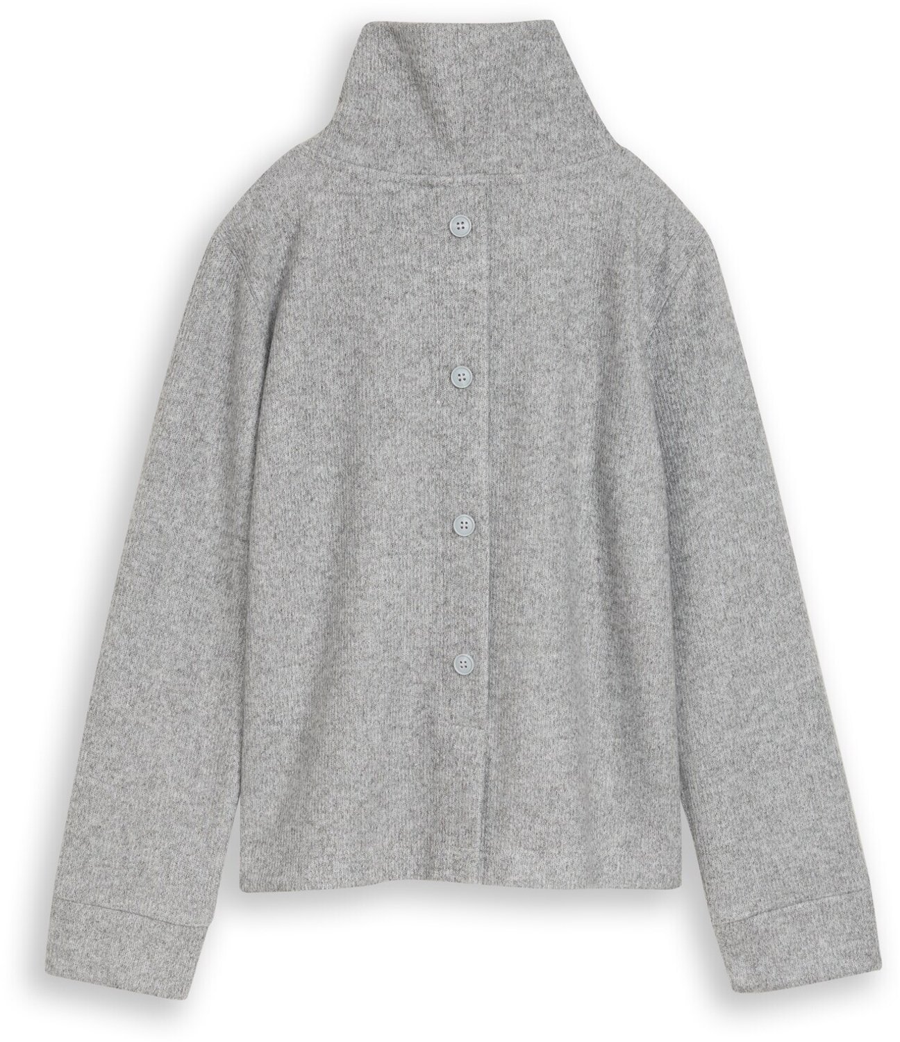 Tom Tailor - Gezellig sweatshirt met decoratieve knoopsluiting - Maat XL - soft grey melange