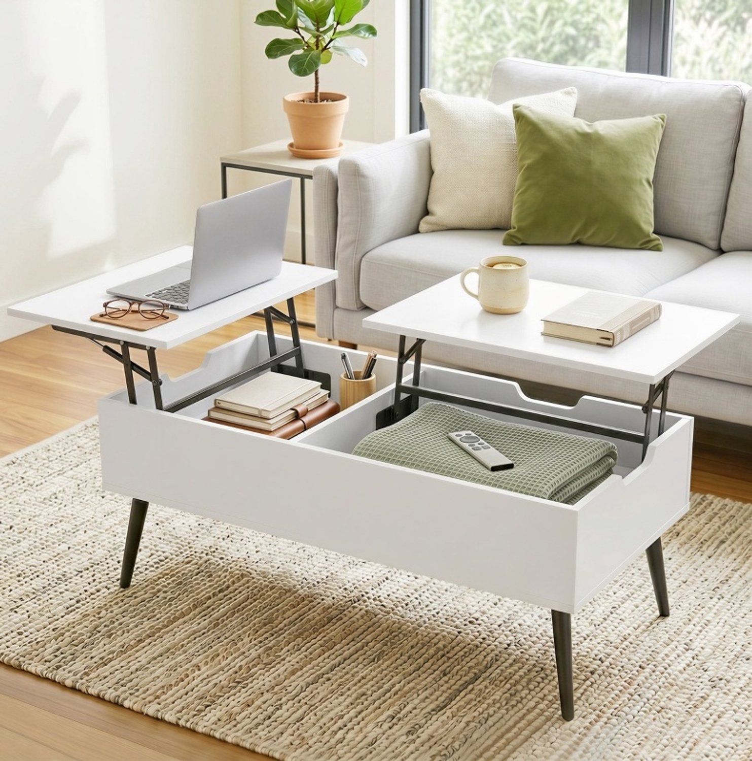 CHICFURN Salontafel - 2 personen - verstelbaar - dubbel blad - wit
