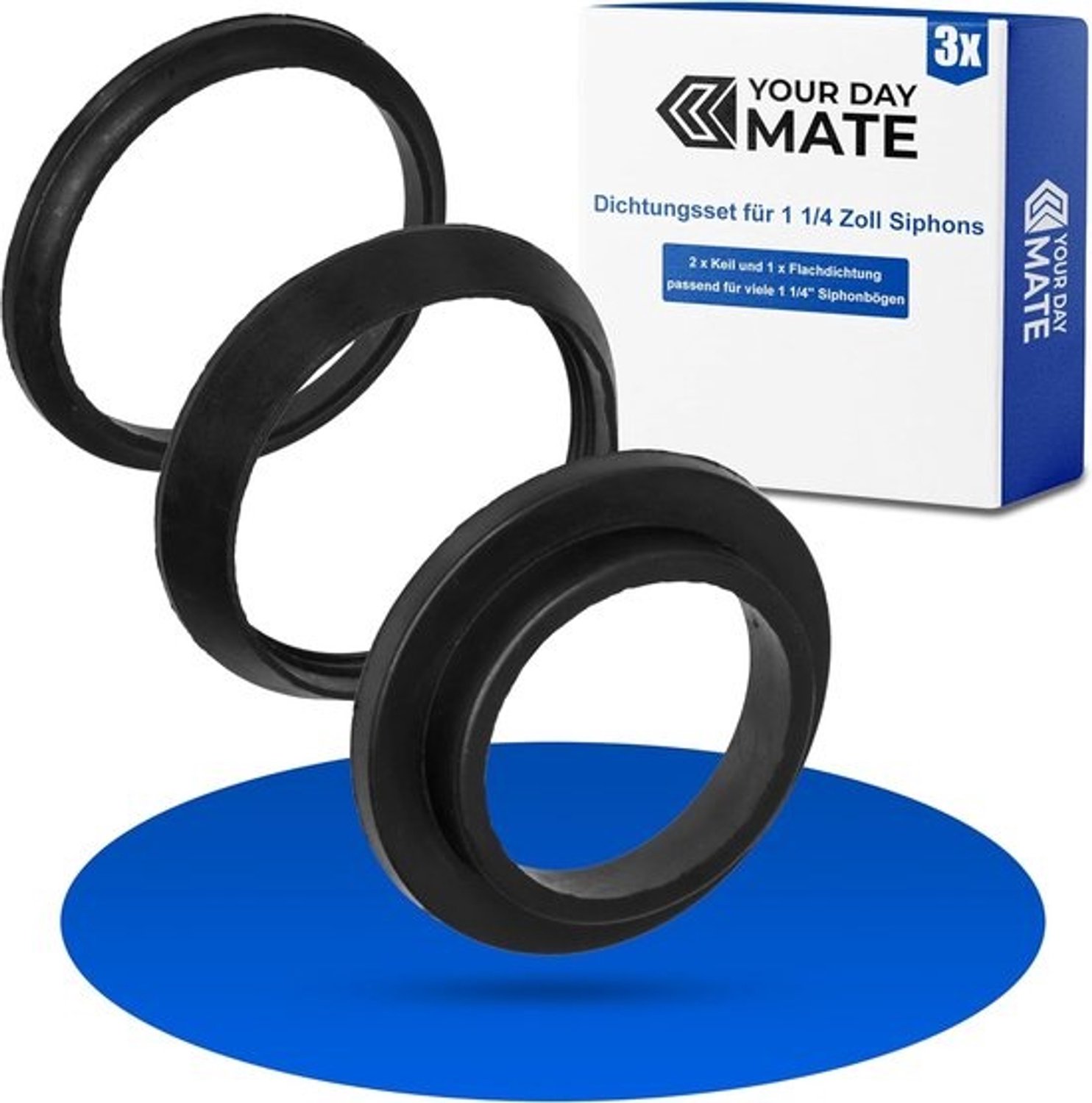 Afdichtingsset voor sifon - Ringen voor wasbak - Lekkage verhelpen - Duurzaam rubber - 1 1/4 Inch - Zwart