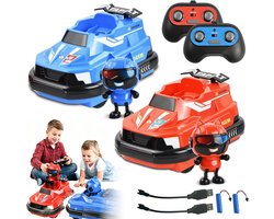 Bestuurbare Botsauto's - RC Bumper Cars - RC Bumpers Speelset - Voor 2 Spelers - Montessori Speelgoed - LED Verlichting & Muziek - 360° Draaibaar - 2,4 GHz Afstandsbediening - Fijne Motoriek - Voor Ouder-kind Interactie