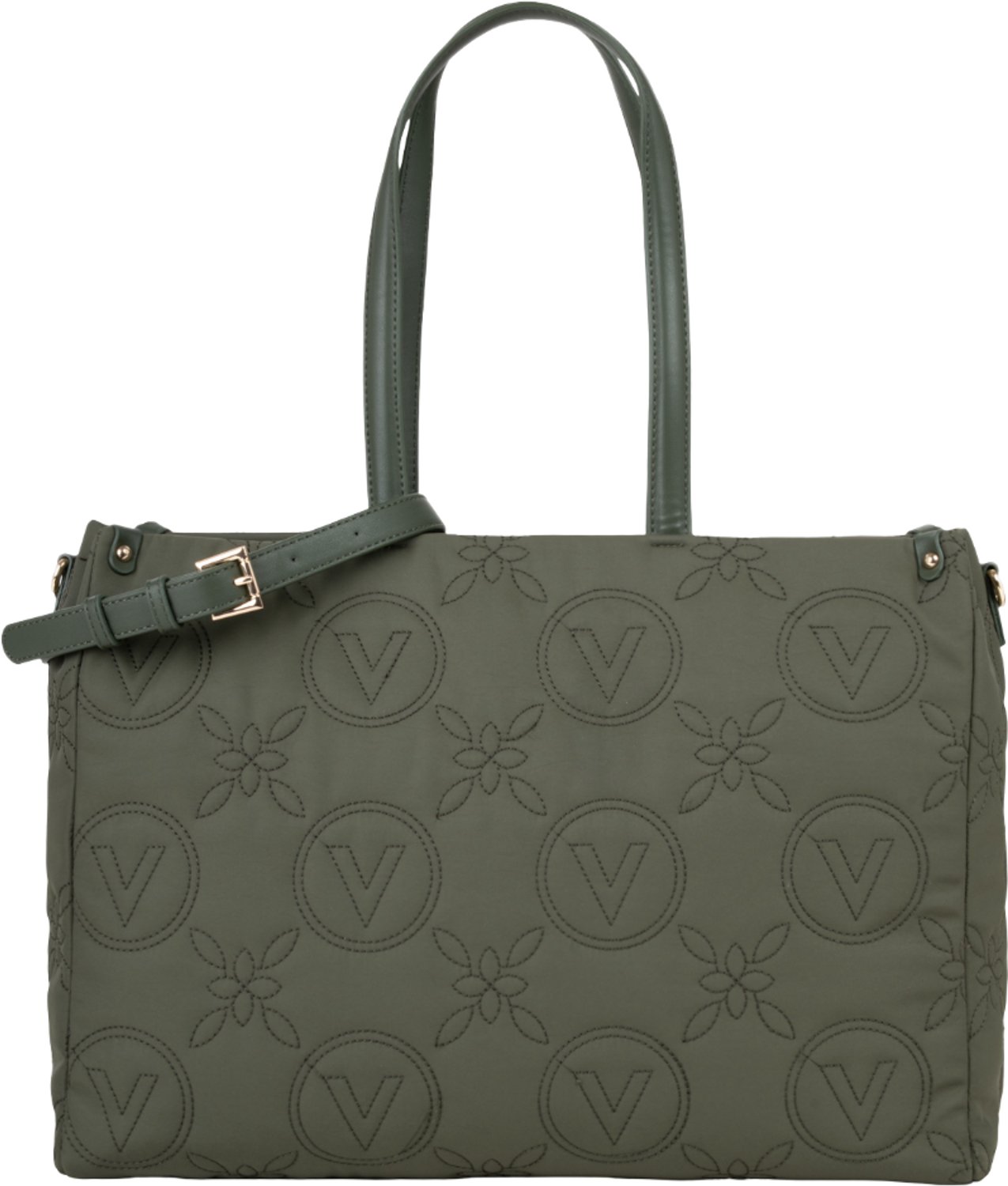 VALENTINO shopper met laptopvak Puffy Shopping Bag Verde Militare donkergroen