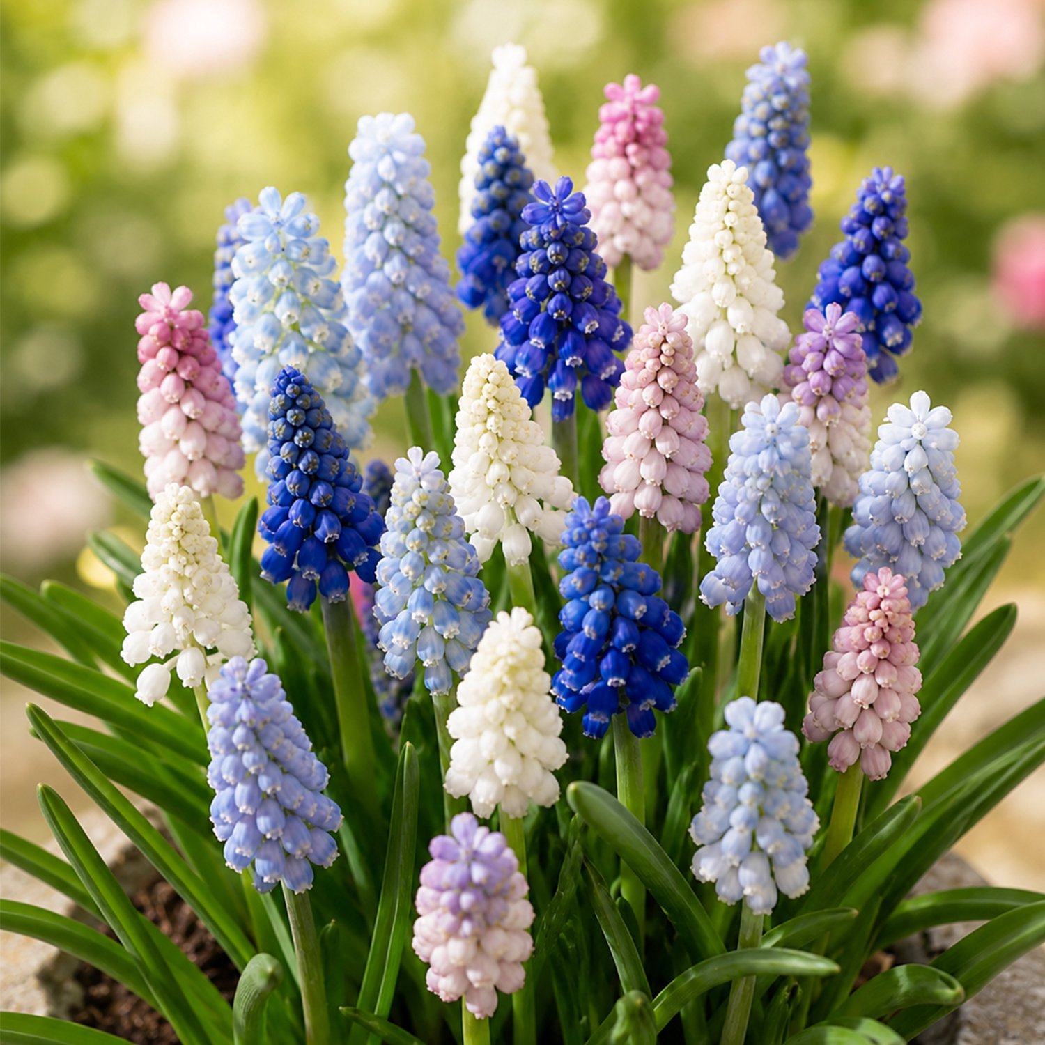 Muscari Mixed 20 stuks – Gemengde Blauwe Druifjes – 10-20 cm – Voorjaarsbloeier – Met Juten Zakje, Schepje en Plantinstructie