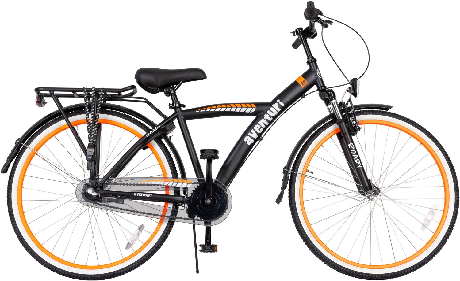 Aventuri Roady 3.0 Jongensfiets 26 Inch Kinderfiets voor 10 tot 14 Jaar 3 Versnellingen Zwart oranje