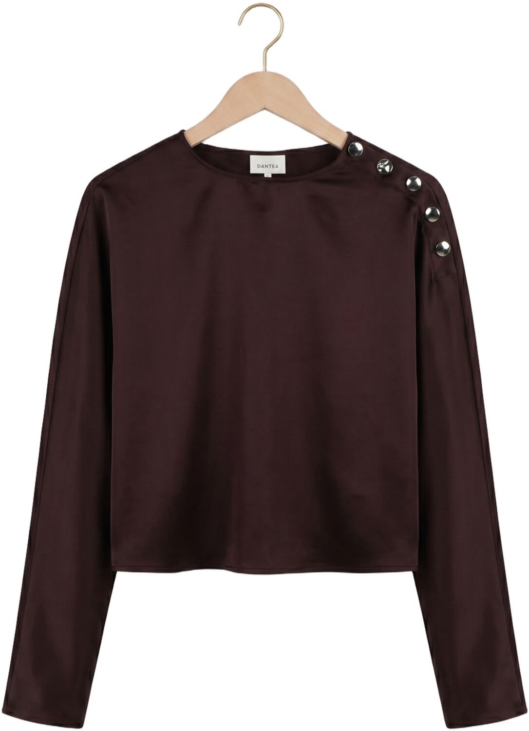 DANTE6 Leiva Bold Satin Button Detail Top Dames - Topjes - Bordeaux - Maat 36