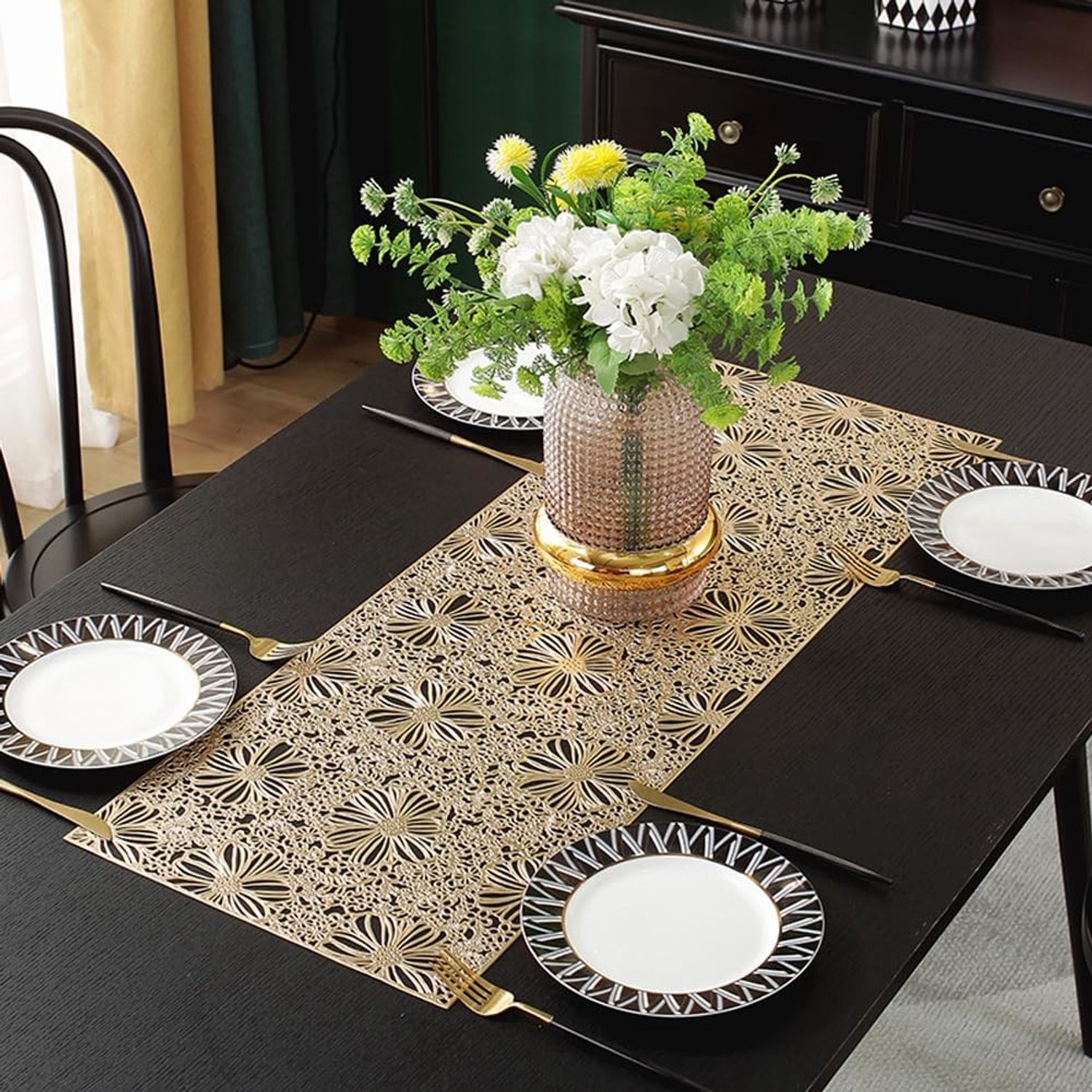 Hollow Tafel Runner - Decoratieve PVC Tafelmat voor Eten en Feesten
