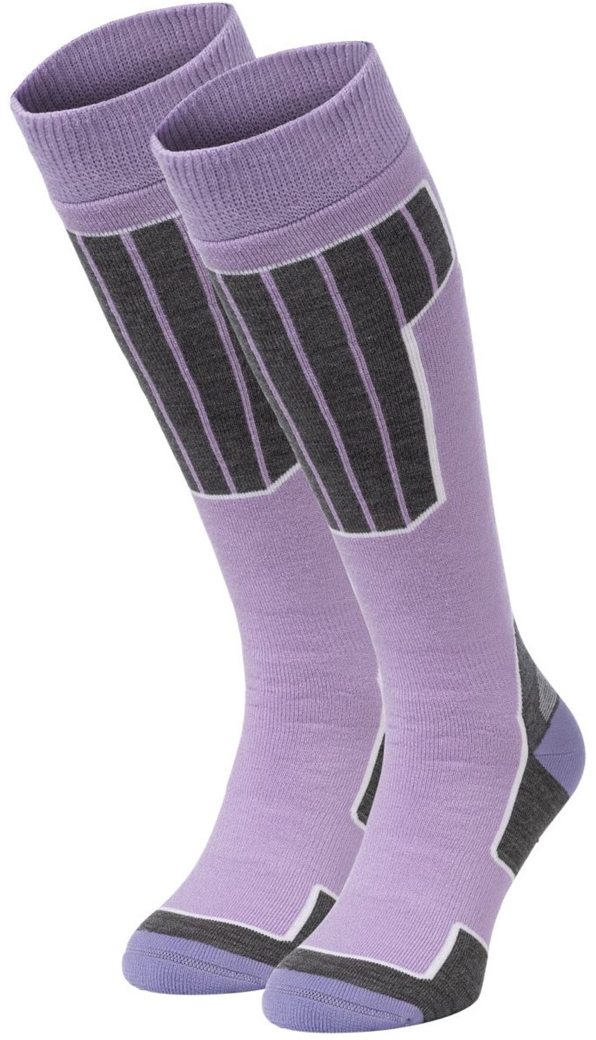 NOMAD® Skisokken Kinderen 2-Pack 27-30 Warme Skisokken met Verstevigde Demping Ski & Snowboard Geschikt voor Jongens en Meiden Paars