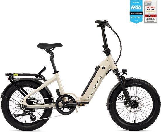 DERUIZ Peridot Elektrische Vouwfiets E-bike 20 inch, Opvouwbare Fiets Unisex, 250W Achterwielmotor 55Nm, 48V 500Wh Accu, Actieradius 143 km, Hydraulische Schijfremmen, Shimano 8 Versnellingen Mineraal wit — afbeelding 2