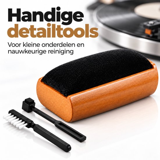 Montzys® Platenborstel Set - Vinyl Borstel met Reinigingsvloeistof & Naaldborstel - LP Platenreiniger voor Platenspeler - Inclusief Opbergzakje — afbeelding 3