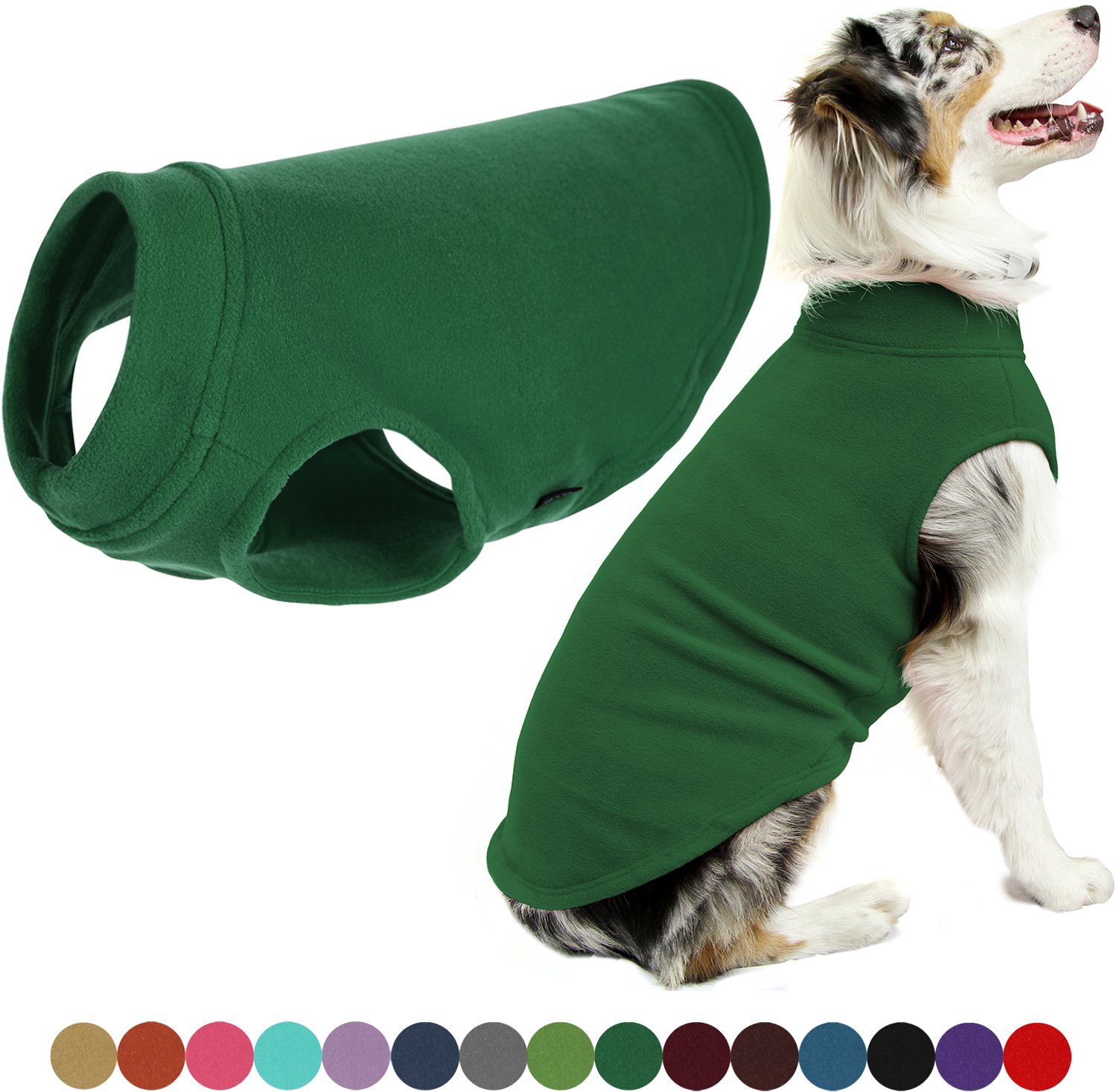 Gooby Stretch Fleece Vest Hondenjas - Warme hondentrui voor kleine honden - Bosgroen - X-Large