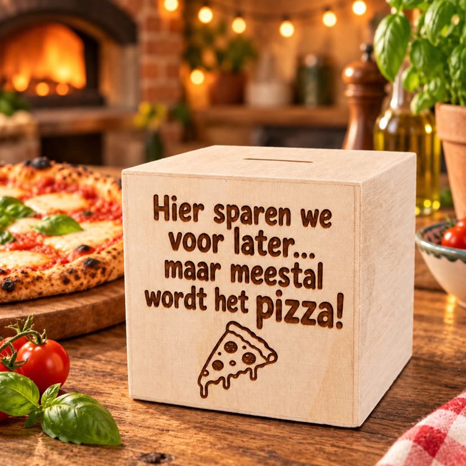 Gepersonaliseerde Spaarpot - Hout met eigen tekst of afbeelding - Origineel cadeau voor volwassenen en kinderen