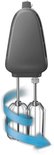 Philips handmixer met een blauwe bewegingspijl rondom de kloppers.