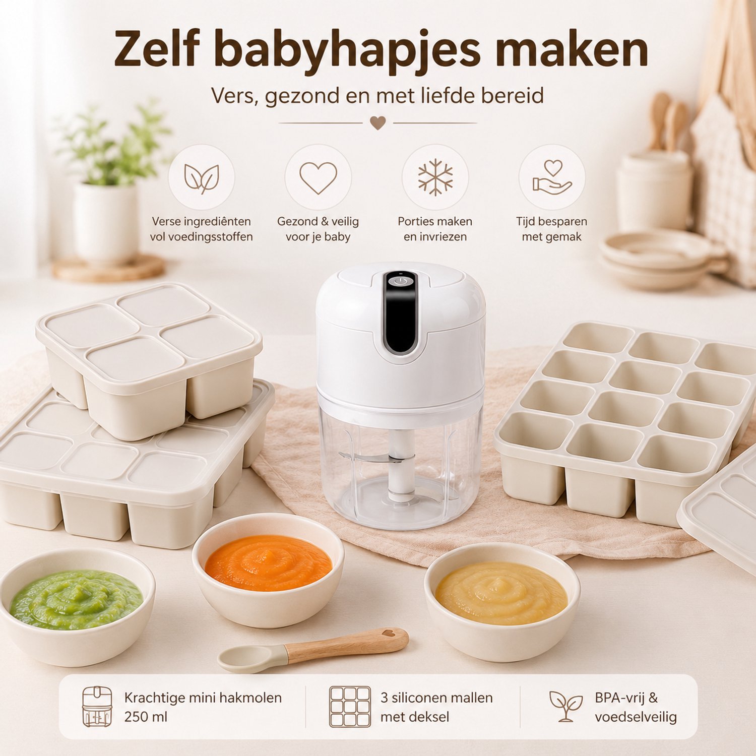 Pakket Zelf Baby Hapjes maken - Baby 4 maanden oefenhapjes