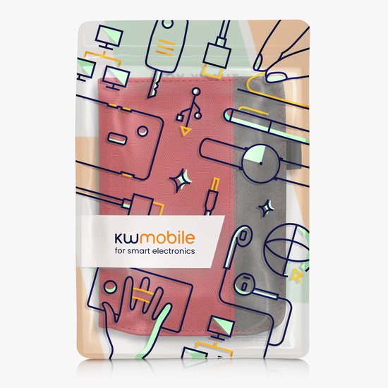 kwmobile flip cover voor e-reader - geschikt voor Pocketbook Verse/Verse Lite/Pro/Color/Vivlio Light HD - Van imitatieleer en -suède - In rood / donkergrijs — afbeelding 5