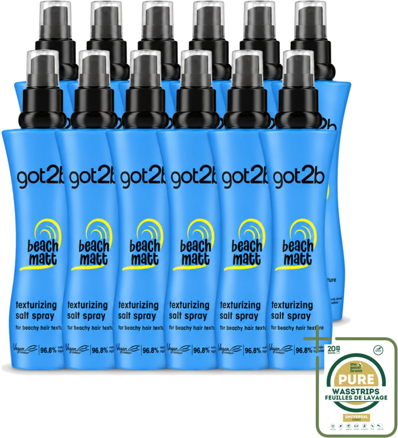 12 x Got2B - Salt Spray - Beach Babe - 200 ml - Wasstrips - Zeezout Spray - Strandlook - Textuur Haar - Volume Haar - Nonchalant Haar