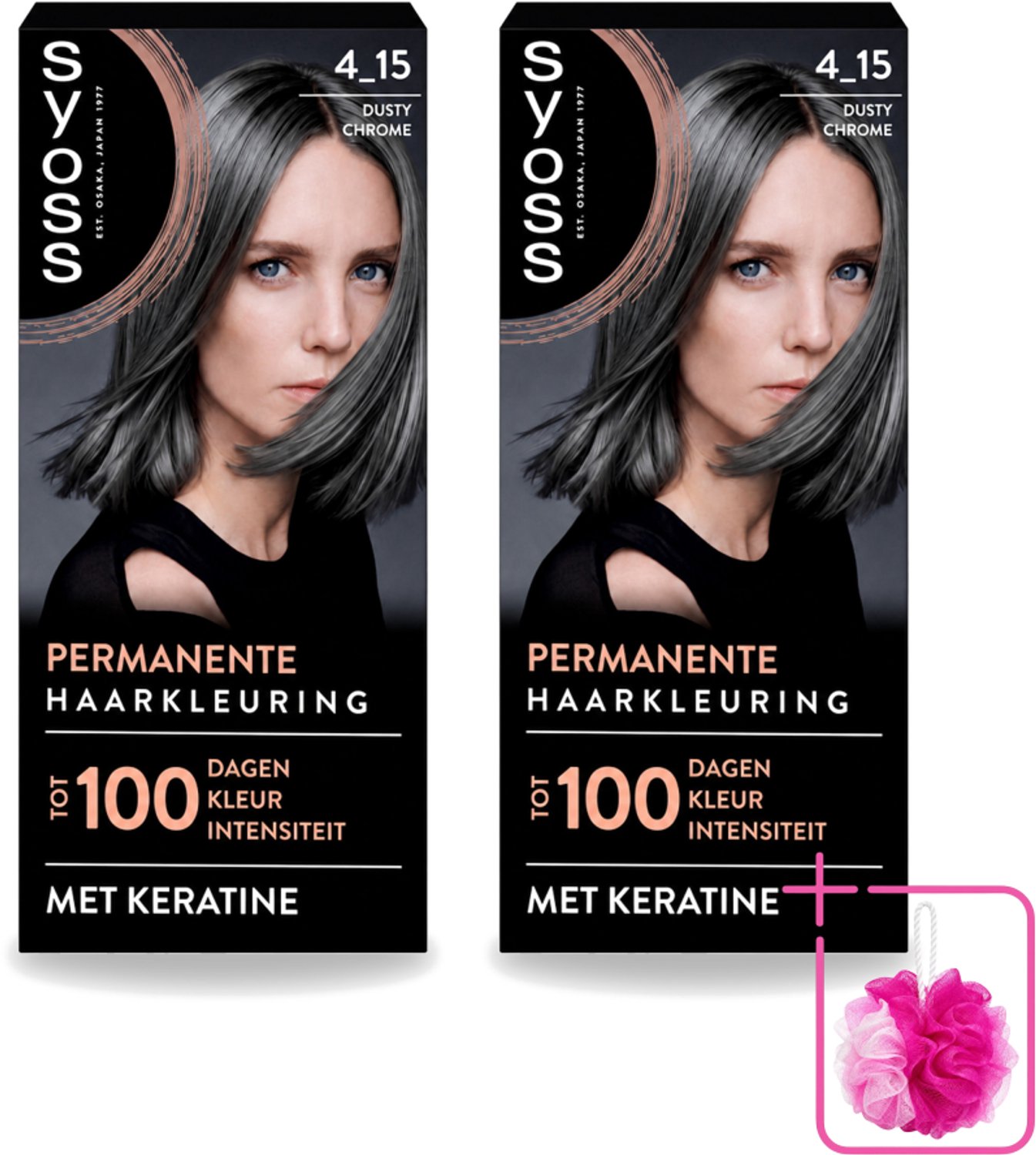 2 x SYOSS - Coloration 4-15 Dusty Chrome - Haarverf - Grijsdekking - Vermindert Haarbreuk - Bulkverpakking - Haarkleuring - Douchemop - Permanente haarkleuring