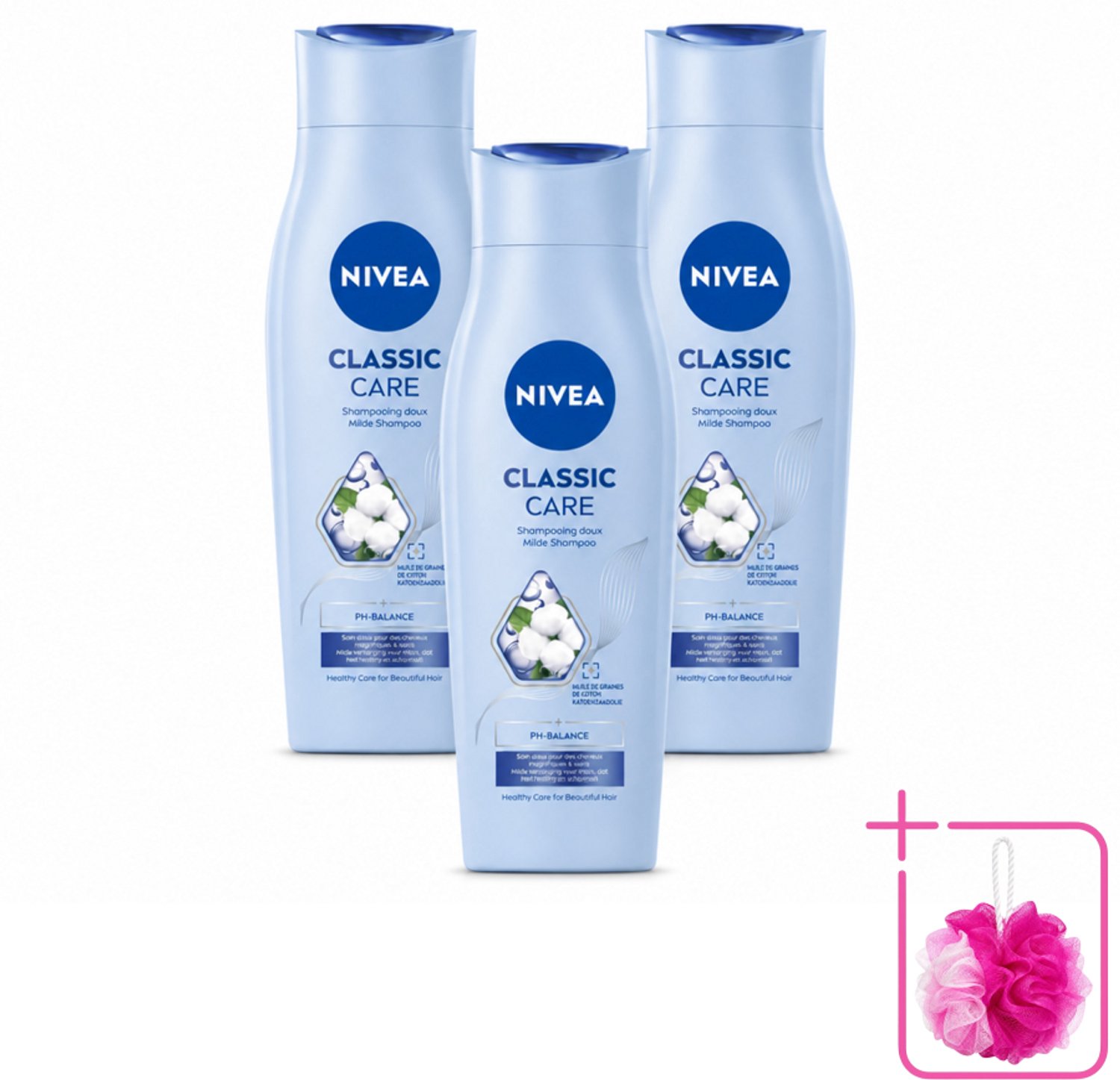 3 x NIVEA - Shampoo - Klassieke Verzorging - Gezonde Zorg - Glanzend Haar - 250 ml - Bulkverpakking - Shampoo voor haar - Douchemop - Verzorgend shampoo