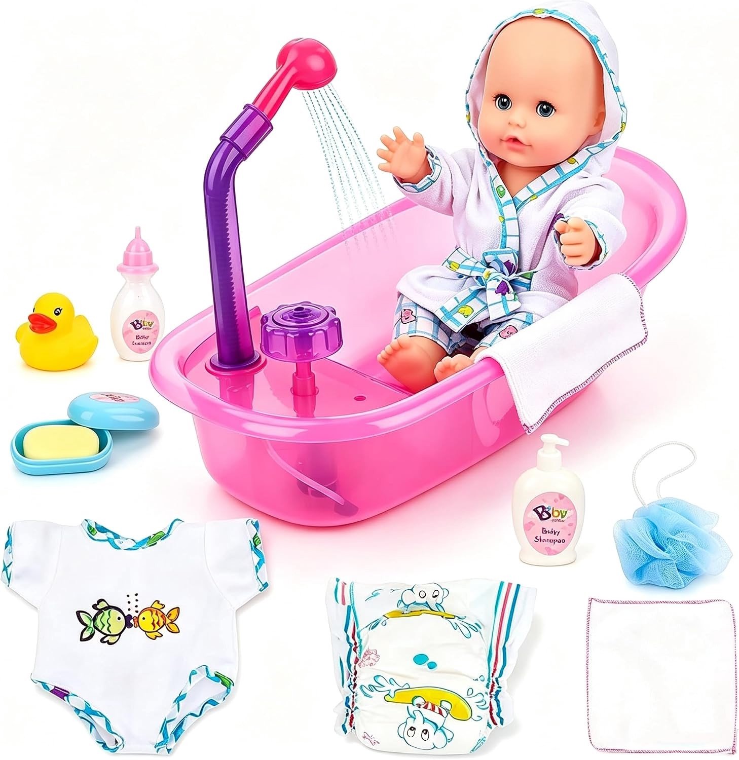 Badtijd Pop Set met 32 cm Pop en Accessoires voor Kinderen - Speelgoed voor Creatief Spel en Fantasie