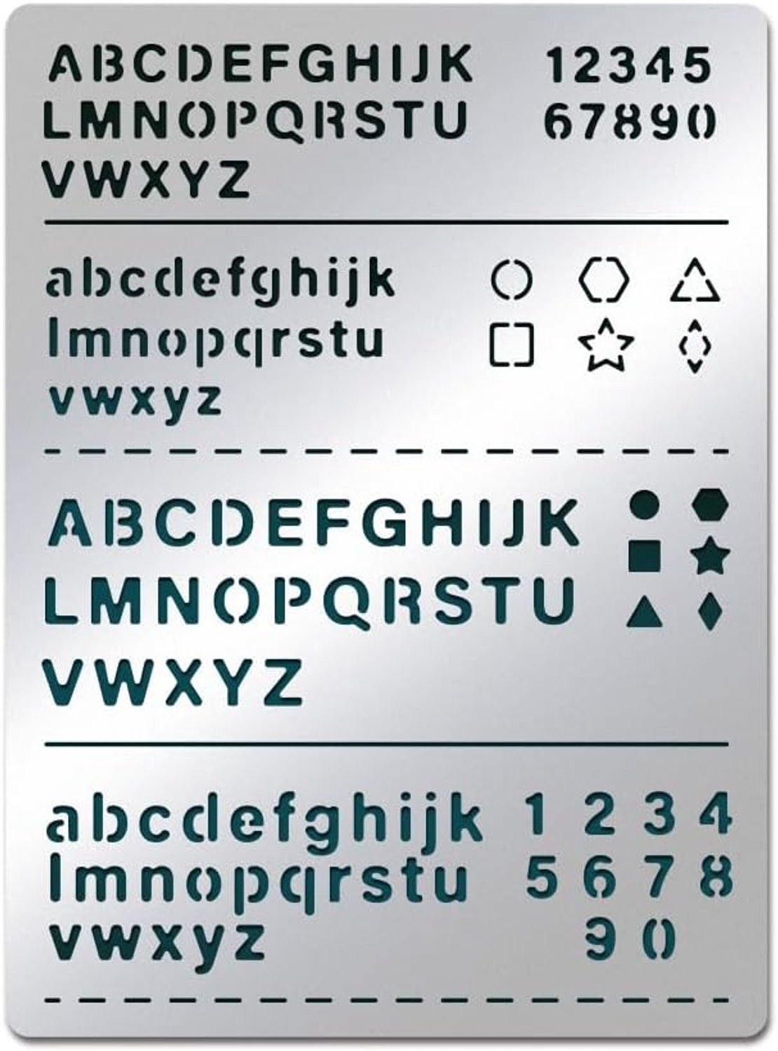 Lettersjablonen Metalen - Grote/Kleine Letters - Pentagrammen/Driehoeken - Roestvrij Stalen Sjabloon - 19 x 14 cm - Gereedschap voor Schilderen - Sjablonen