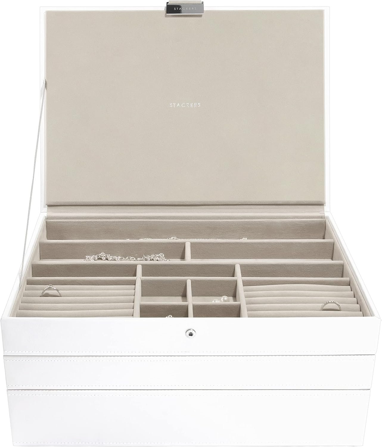 Stackers Sieradenkist Set van 3 - Wit & Chroom