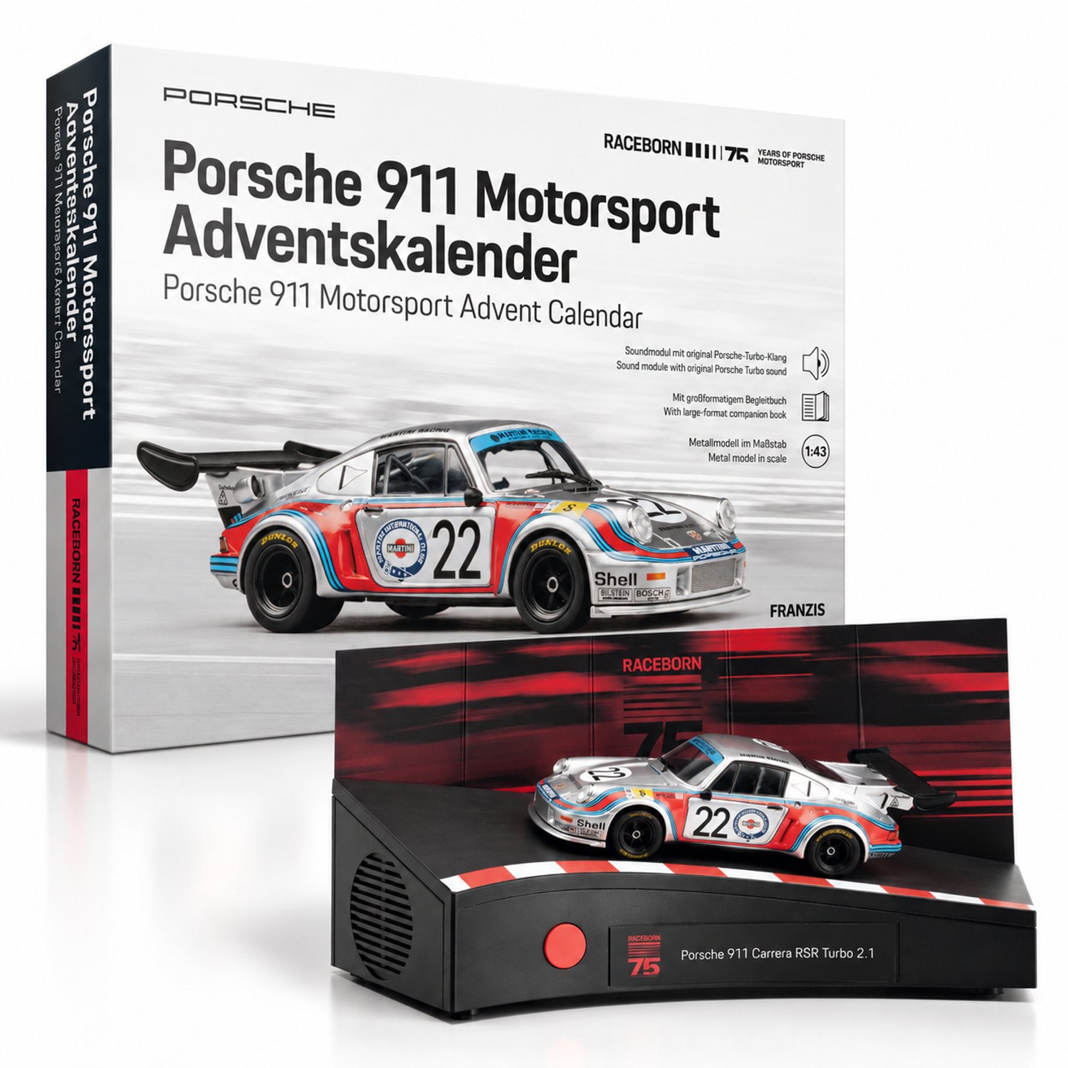 Franzis Adventskalender - 67275 Porsche 911 Motorsport - RSR Turbo 2.1 - Adventskalender met Geluid Metalen