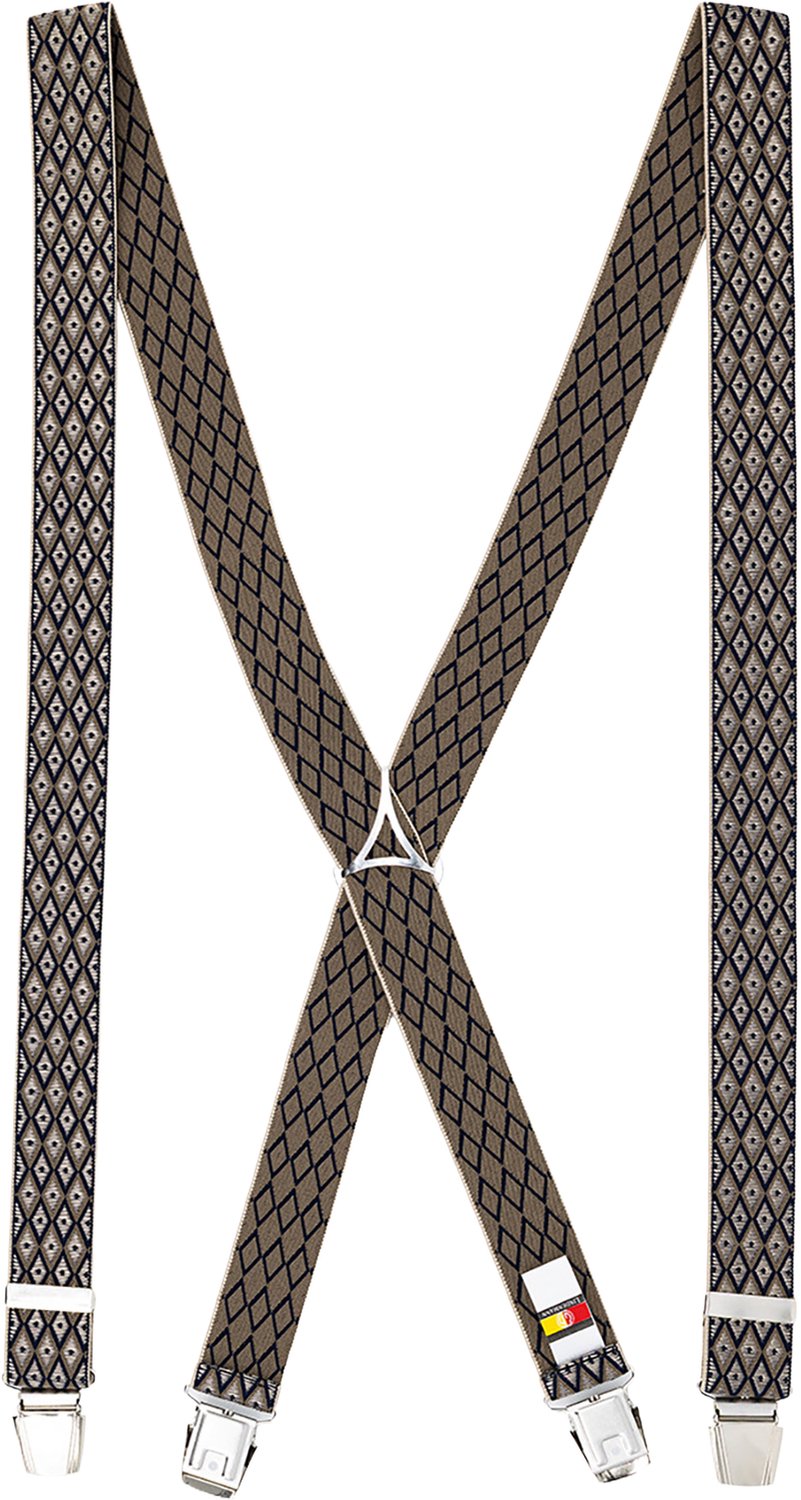 LINDENMANN heren bretels met extra sterke clips X-vorm - beige dessin