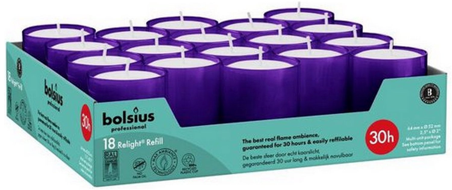 Bolsius | Relight 30 Uur Paars | 4 x 18 stuks