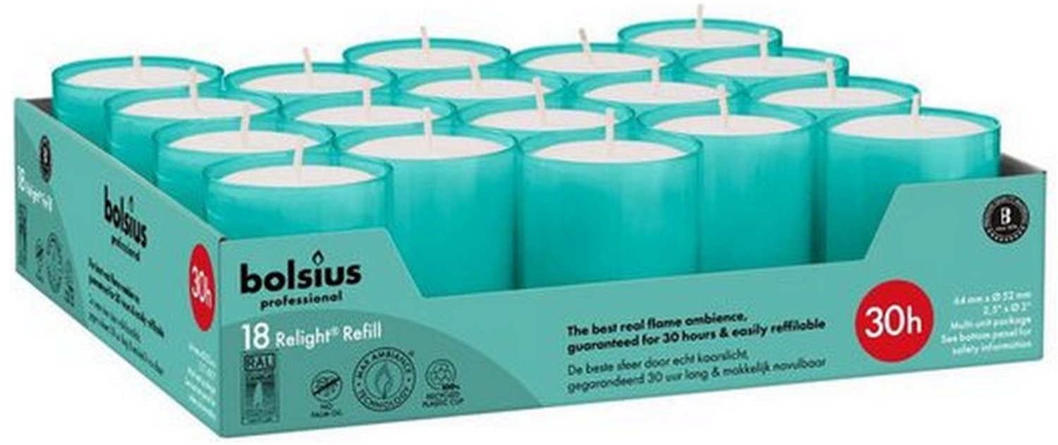 Bolsius | Relight 30 Uur Aqua | 4 x 18 stuks