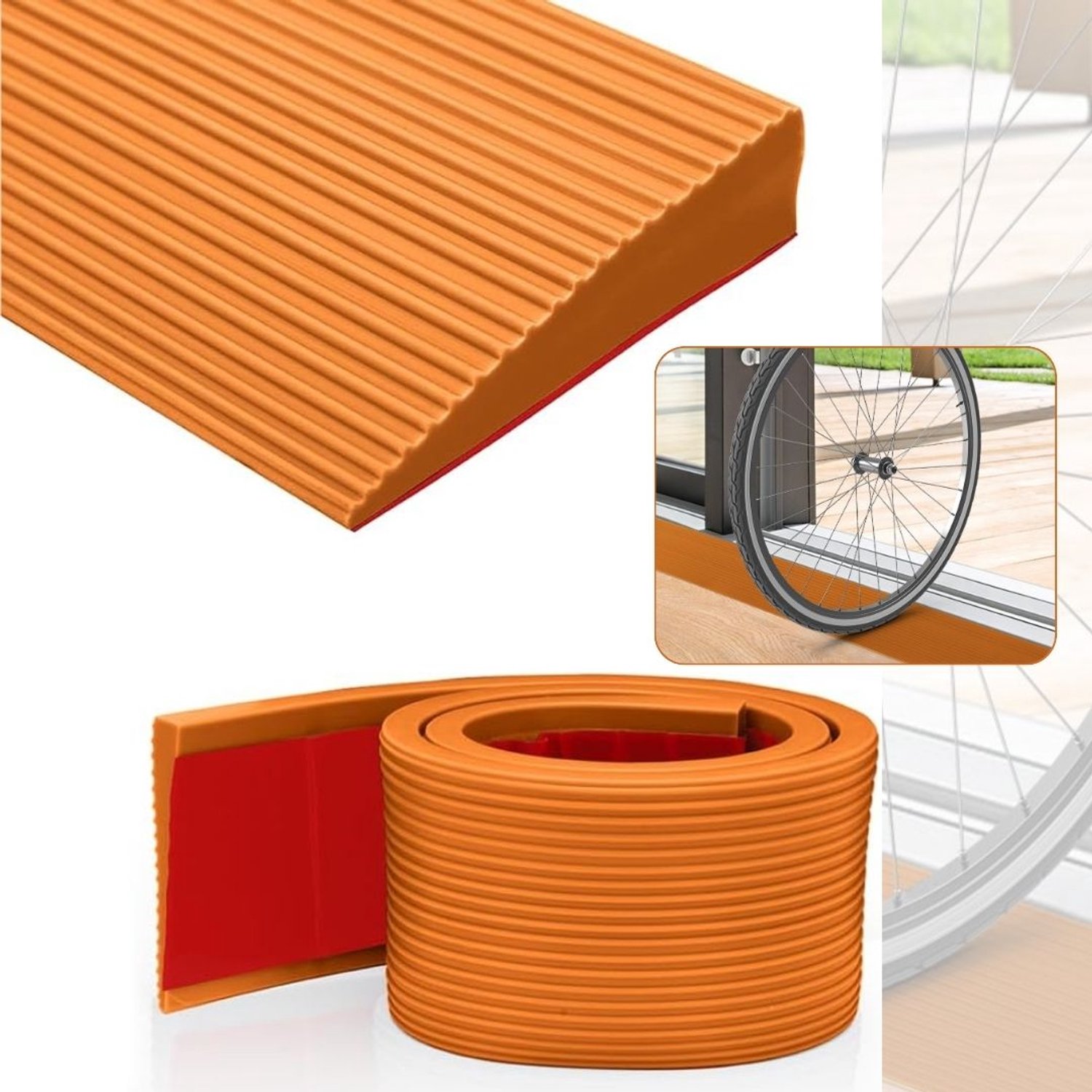 DailySupplies® Drempelhulp Rubber - Oprijplaat Drempel - Drempels Overbruggen - Oranje