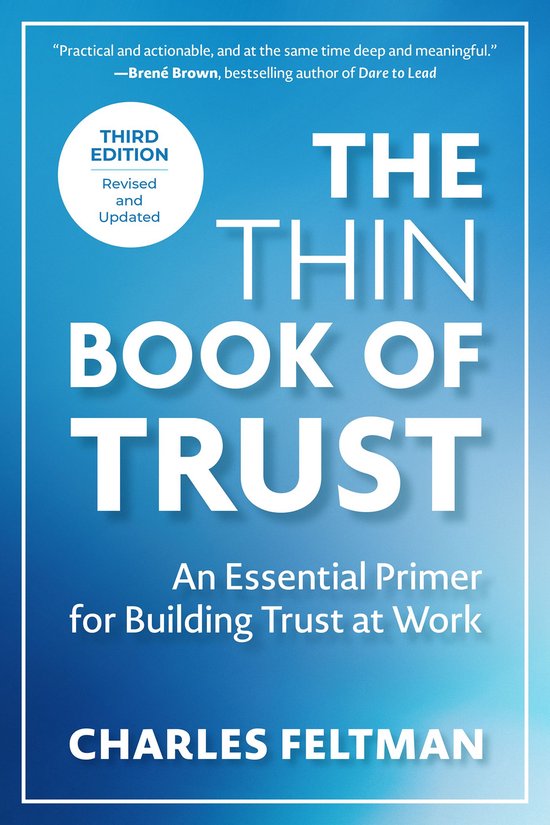 Couverture du livre The Thin Book of Trust, troisième édition par Charles Feltman, sur fond dégradé bleu.