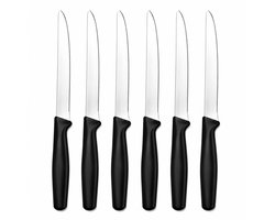 Tafelmessen Set - 6 Stuks - RVS Kartelmessen - Steakmessen & Ontbijtmessen - Zwart