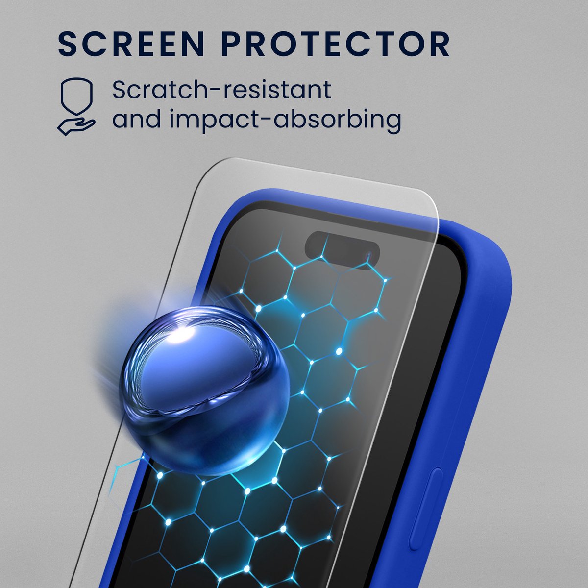 kwmobile hoes met 2x screenprotectors voor Apple iPhone 16 Pro – screenprotector van gehard glas – draadloos opladen – Baltisch blauw